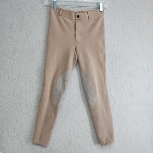 Riding Breeches Womens 24 Tan Knee Patch Equestrian Cotton Spandex Stretch